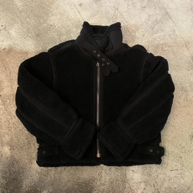 【12:12am】Fleece Lapel Jacket Stand-up Collar