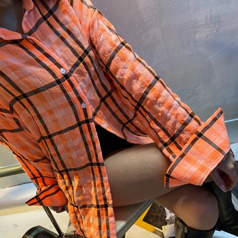 【12:12am】Korea Women's Plaid Shirt