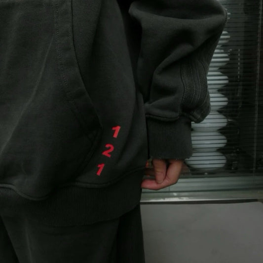 【12⋮12am 】Logo Washed Hoodie Suit