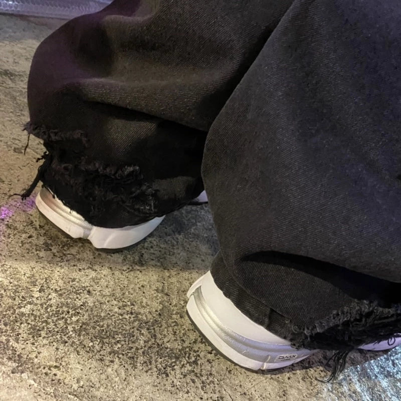 【12:12am】Wide-cut Destroyed Jeans