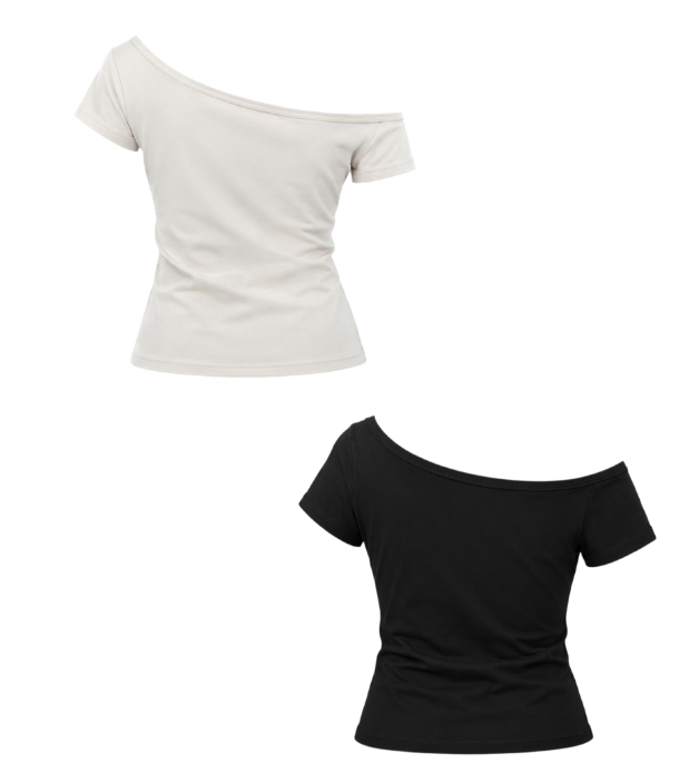 【12:12am】女裝星芒斜肩短T Star-Patterned Asymmetric Shoulder Short-Sleeve Tee