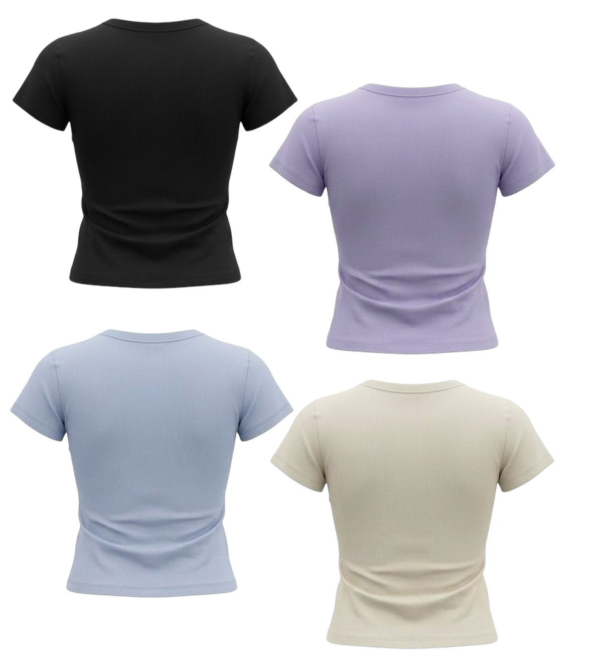 【12:12am】螺紋彈性修身短T Threaded elastic slim-fitshort T-shirt