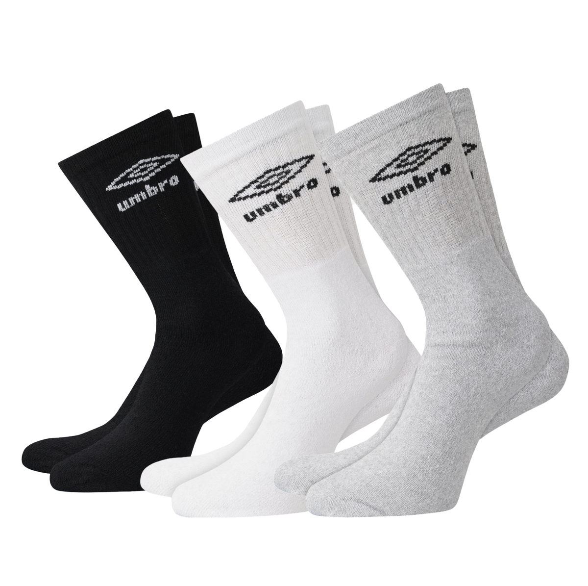 【UMBRO】Classic Logo Crew Socks 3-Pack / 經典電繡標中筒滑板長襪（三雙組）