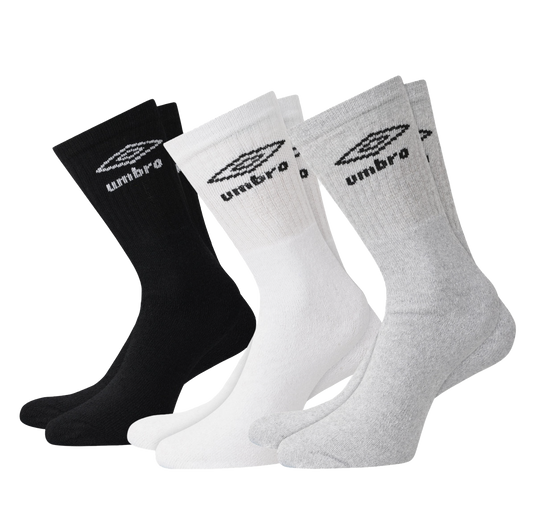 【UMBRO】Classic Logo Crew Socks 3-Pack / 經典電繡標中筒滑板長襪（三雙組）