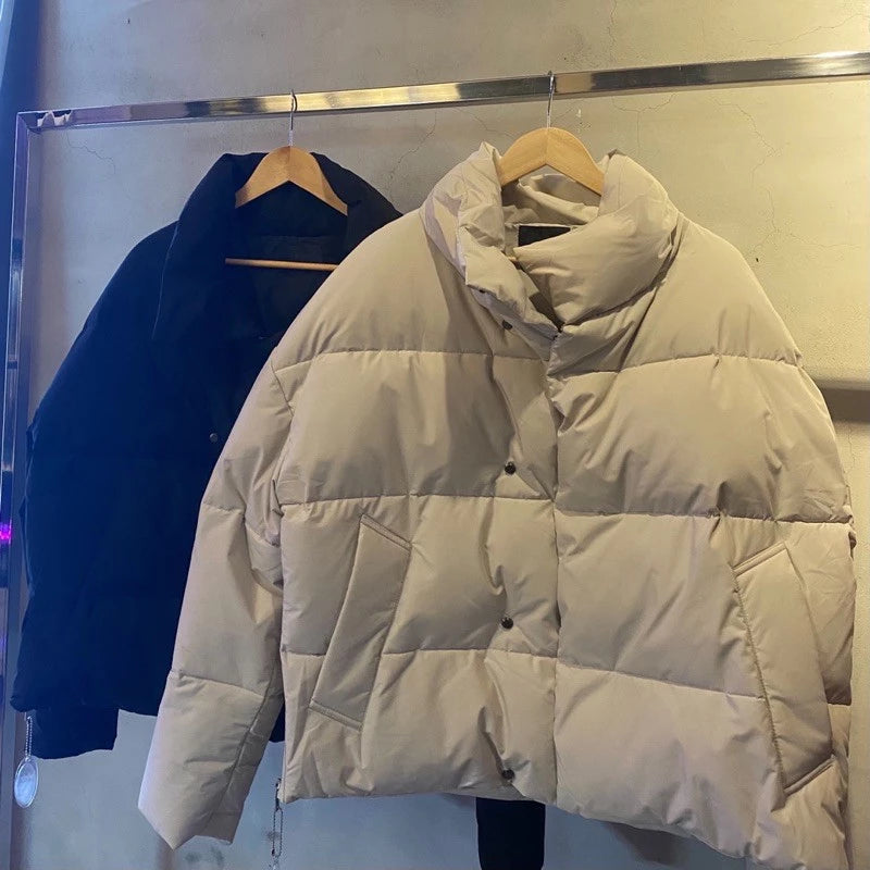 【12:12am】Stand Collar Down Jacket Black/Beige