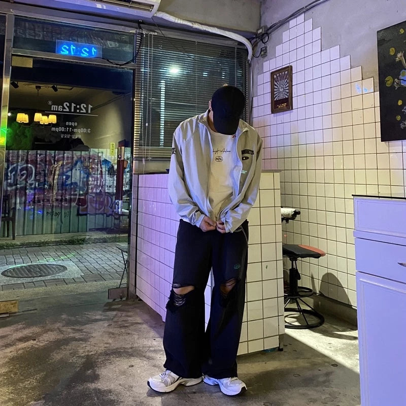 【12:12am】Wide-cut Destroyed Jeans