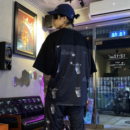 【12:12am】Cat Cup Noodles Splicing Tee