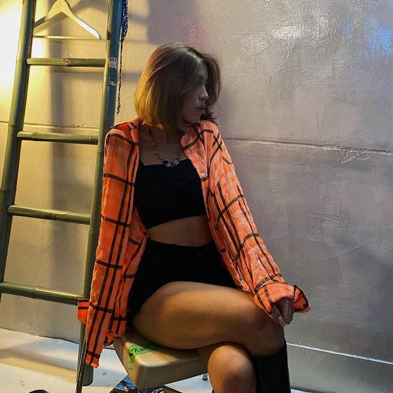 【12:12am】Korea Women's Plaid Shirt