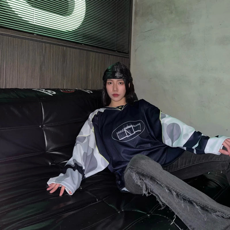 【12⋮12am 】camouflage patchwork ice hockey jersey