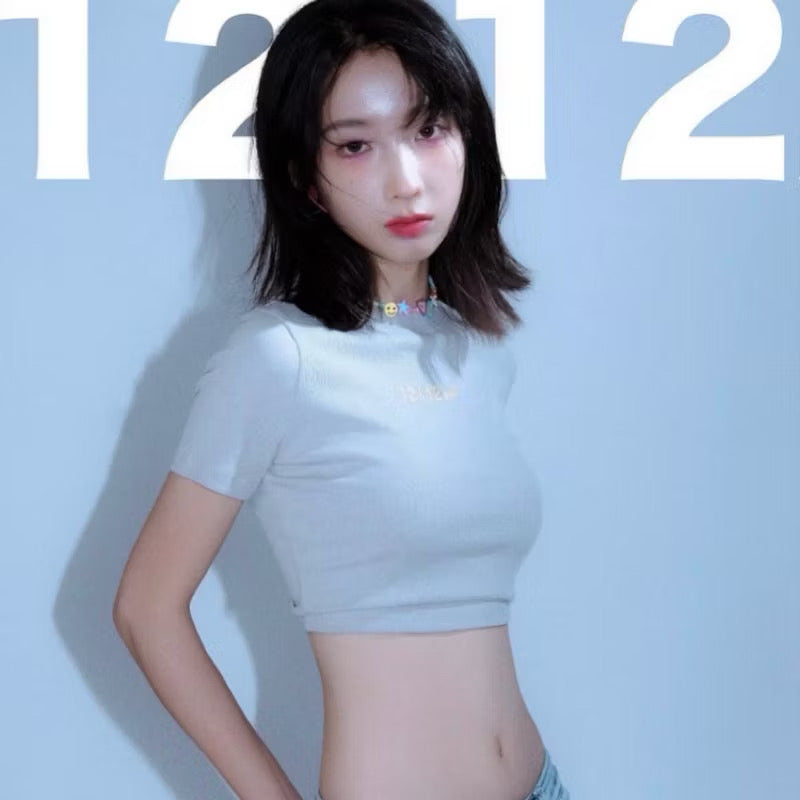 螺紋彈性修身短T Threaded elastic slim-fitshort T-shirt