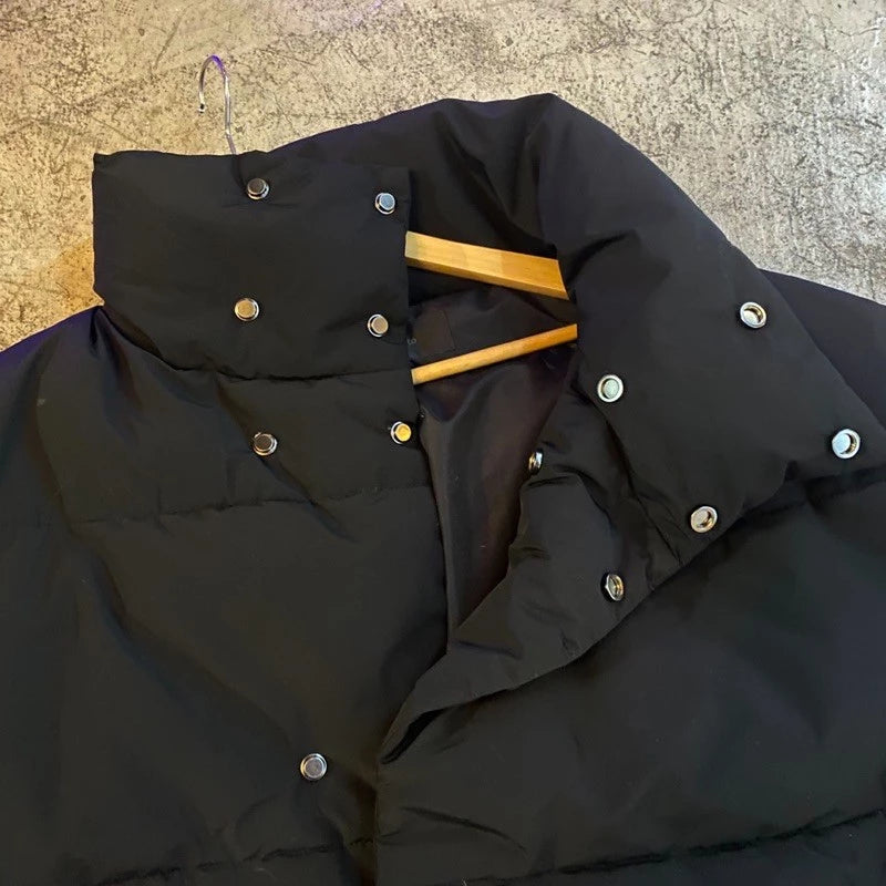 【12:12am】Stand Collar Down Jacket Black/Beige