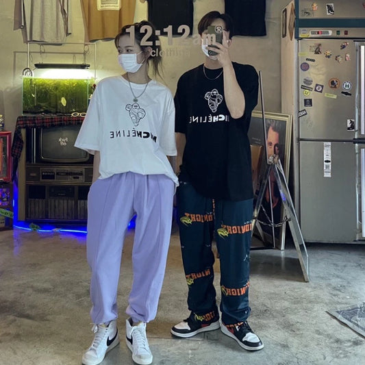 【12:12am】Korea Plain cotton pants with cuffs