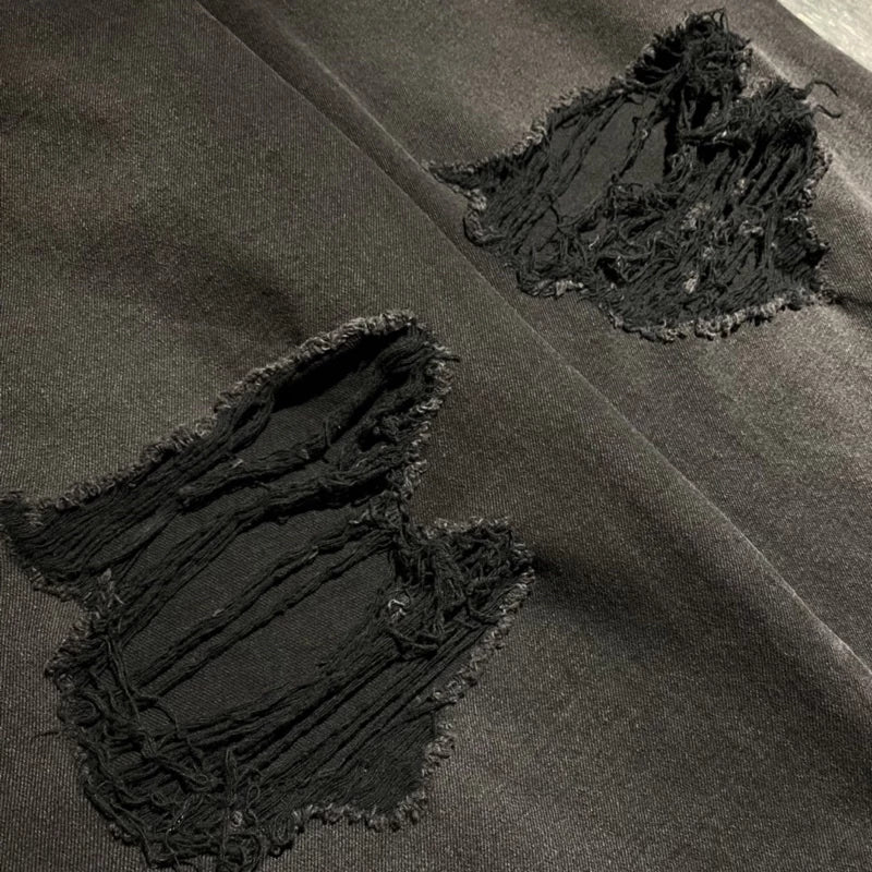 【12:12am】Wide-cut Destroyed Jeans