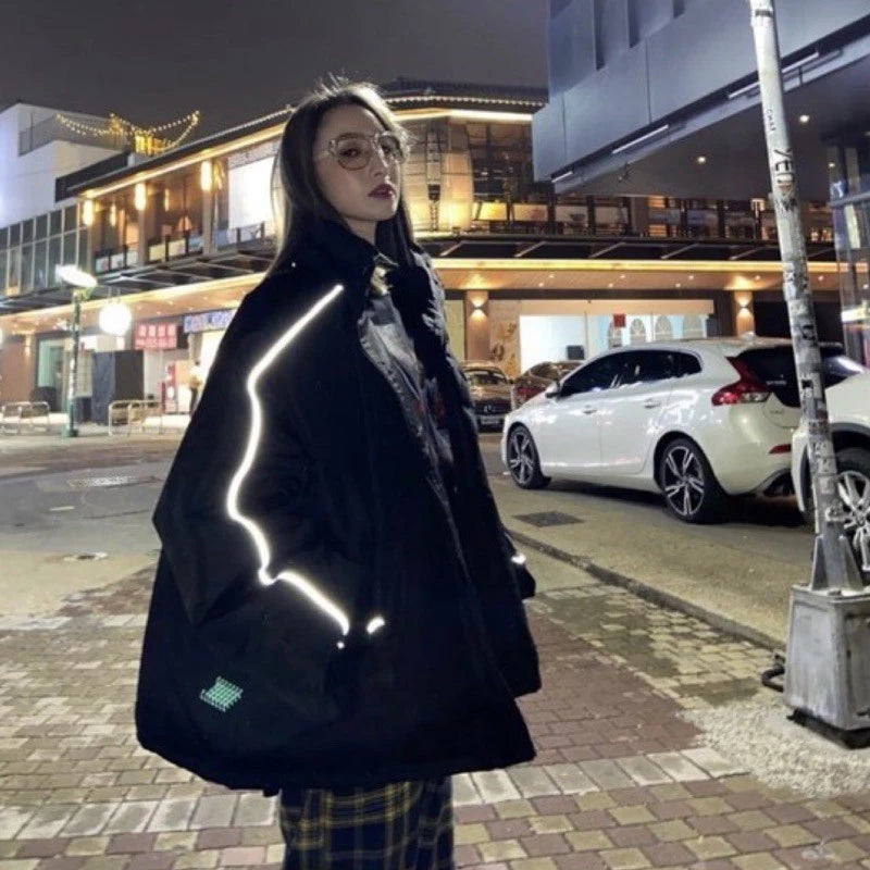 【12:12am】High collar reflective jacket