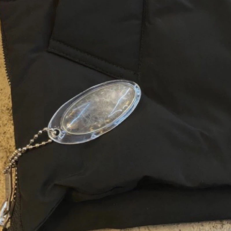 【12:12am】Stand Collar Down Jacket Black/Beige