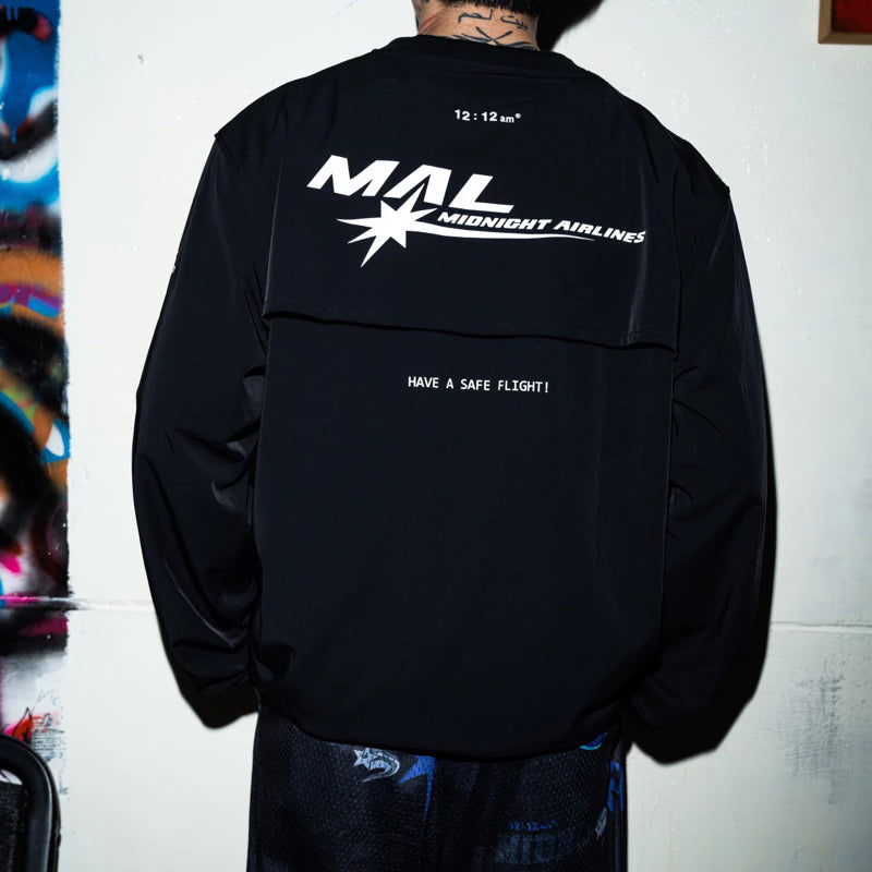 【12:12am】Midnight Airlines Long Sleeve Sports Tee