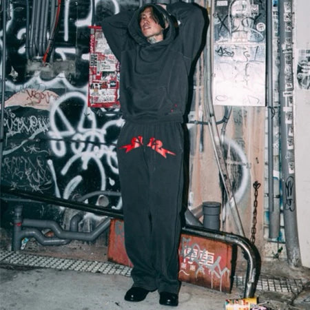 【12⋮12am 】Logo Washed Hoodie Suit