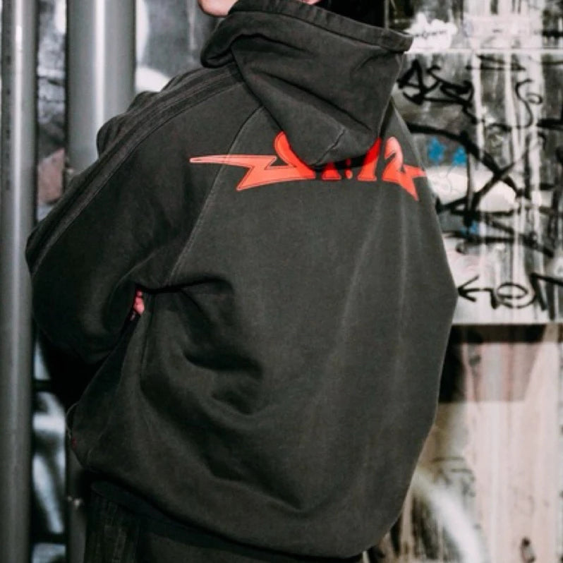 【12⋮12am 】Logo Washed Hoodie Suit