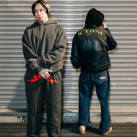 【12⋮12am 】Logo Washed Hoodie Suit